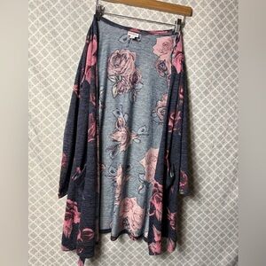 Floral Pink & Gray Circle Skirt with Roses